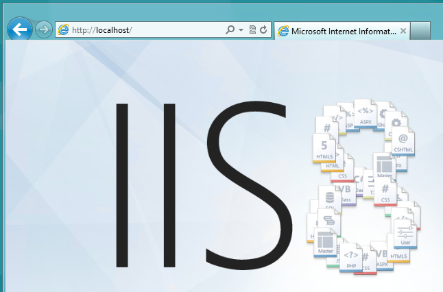 如果您正在运行 IIS 8，则连接到 localhost 时显示的 IIS 闪屏。