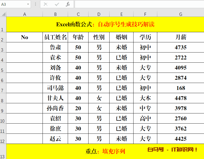Excel中自动序号的生成技巧，总共就这6条，你确定都掌握吗？