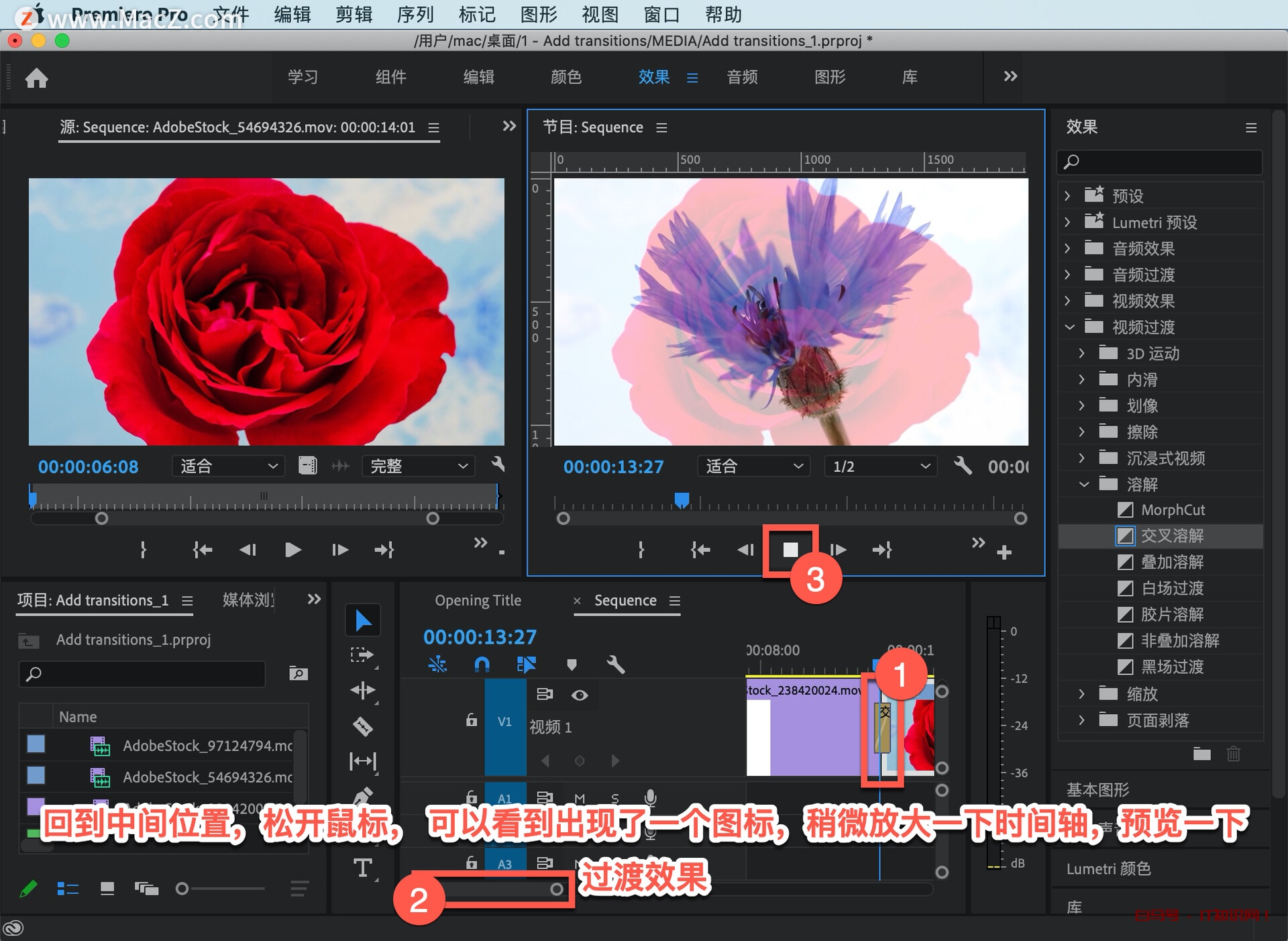 Pr 入门教程，如何向影片中的剪辑添加过渡效果？