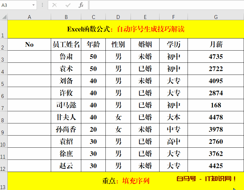 Excel中自动序号的生成技巧，总共就这6条，你确定都掌握吗？