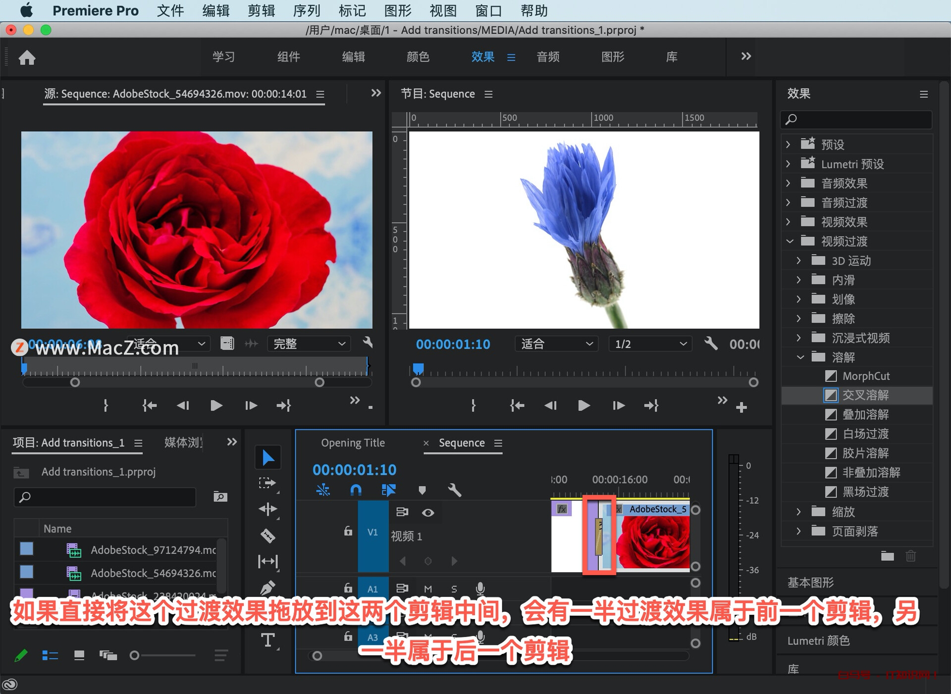 Pr 入门教程，如何向影片中的剪辑添加过渡效果？