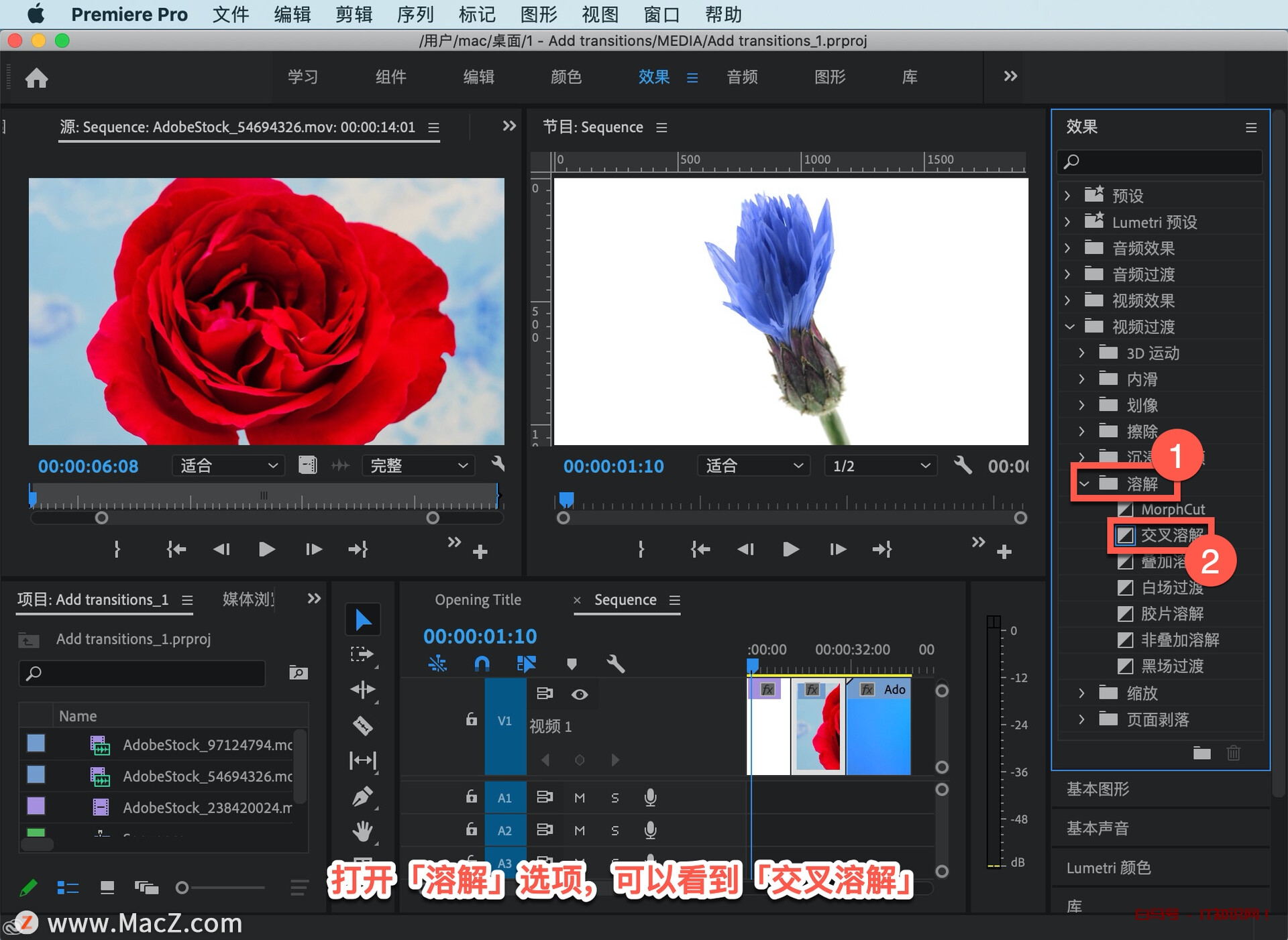 Pr 入门教程，如何向影片中的剪辑添加过渡效果？