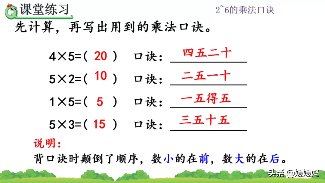 人教版二年级数学上册第4单元《5的乘法口诀》课件及同步练习
