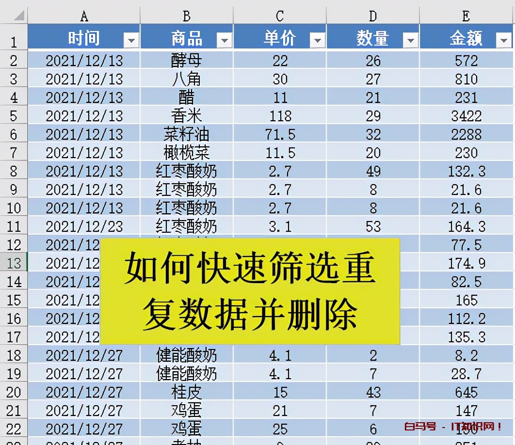 Excel如何快速筛选重复数据并删除，这是必会的基础操作